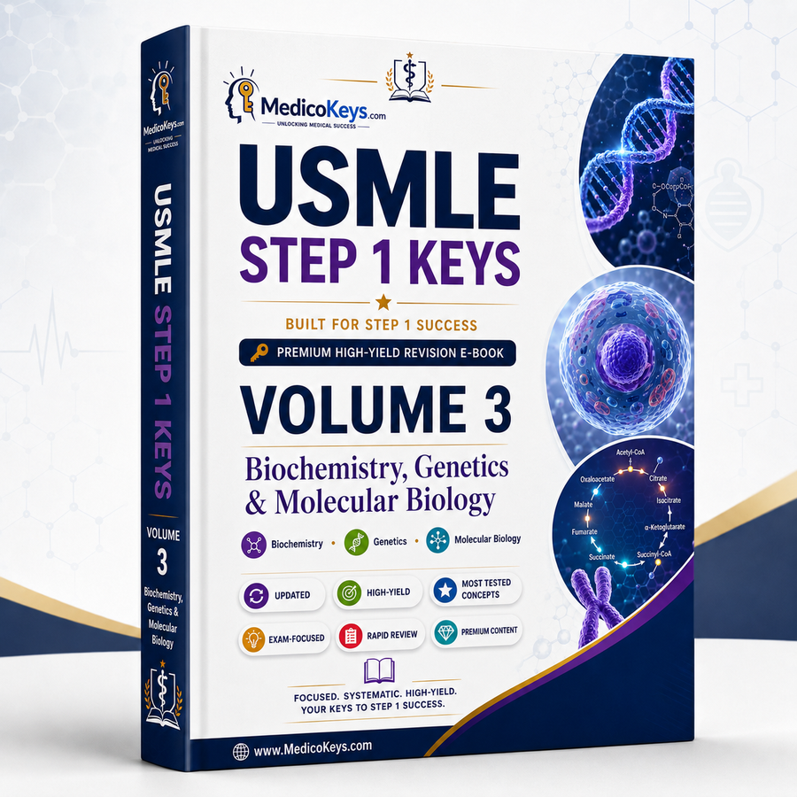 USMLE Step 1 Keys Volume 3 premium updated visual and color-coded eBook covering biochemistry, genetics, molecular biology, metabolism and exam traps