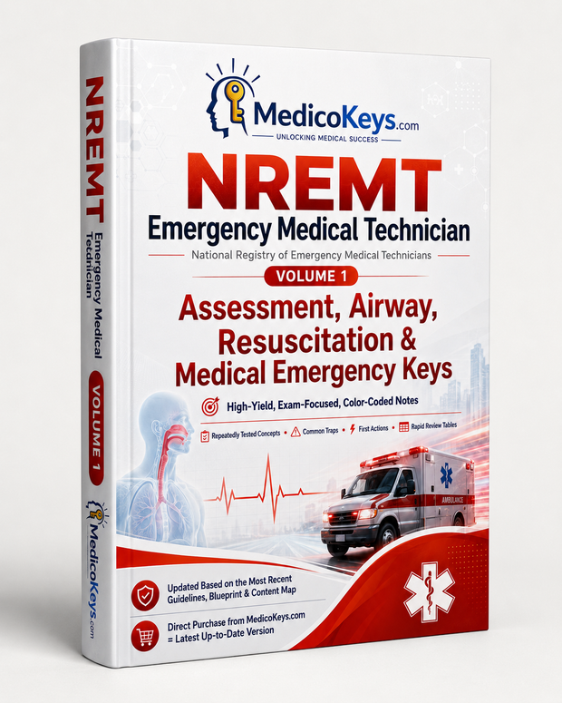 Premium updated NREMT EMT Volume 1 colour-coded high-yield eBook covering patient assessment, airway management, ventilation, resuscitation and medical emergencies