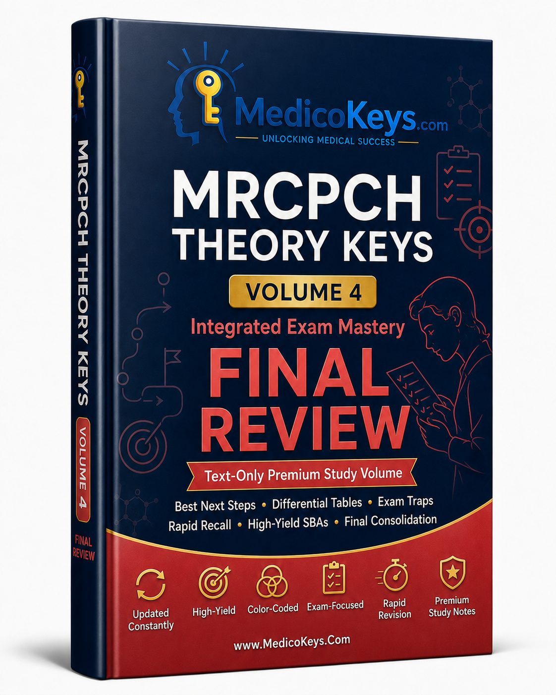 MedicoKeys MRCPCH Volume 4 Integrated Final Review premium eBook with high-yield FOP TAS AKP revision, exam-style SBAs and rapid recall